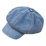 Maxbell 2xDenim Cotton Newsboy Hat Soft 8 Panels Baker Boy Beret Flat Caps Vintage LIght Blue