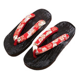 Maxbell 2xJapanese Clogs Slippers Geta Sandals Flip Flops for Men Women Red Round 41