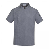 Maxbell 2xChef Coat Jacket with Pocket Short Sleeve Shirt Breathable Waiter Apparel 2XL Gray