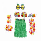 Maxbell 2xhawaiian Skirt Costume Set Fancy Dress Luau National Dress Cosplay 60cm Green