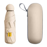 Maxbell 3xSun Umbrella for Purse Sun Protection Mini Folding Umbrella Compact Umbrella Beige with Case