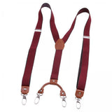 Maxbell 3xMens Suspenders Adjustable Heavy Duty Elastic Straps Y Back Braces Red