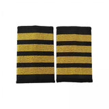 Maxbell 2xAirline Epaulets Traditional with Gold Stripes Officer Shoulder Boards four bars