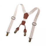 Maxbell 3xKids Suspenders Strong Metal Clip Adjustable Y Back Brace for Birthday Beige