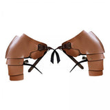 Maxbell 2xFaux Leather Medieval Shoulder Pauldron Knight for Costume Accessory Party Brown