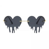 Maxbell 4xFashion Dripping Heart Sun Glasses Personality Party Eye Glasses Frameless gray