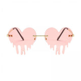Maxbell 2xFashion Dripping Heart Sun Glasses Personality Party Eye Glasses Frameless pink
