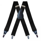 Maxbell 4xMen's Suspenders Elastic Straps Solid Heavy Duty 4 Clips Adjustable Unisex Black