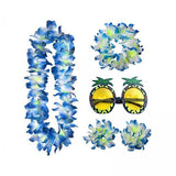 Maxbell 4xHawaiian Necklace Costume Set Beach Womens Fancy Dress Dress Decor Headband Blue