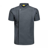 Maxbell 2xChef Coat Jacket Short Sleeve Cafe Restaurant Apparel Pub Unisex Uniform Gray L