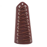 Maxbell 5xLeather Gauntlet Wristband Lace up Wrist Guard for Men Women Cosplay Brown