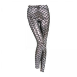 Maxbell 3xHigh Waisted Tight Stretch Performances Women Fish Scale Mermaid Leggings Argent