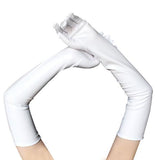 Maxbell 3xLadies 53cm Metallic Gloves Flapper Dance Opera Cosplay Fancy Dress White