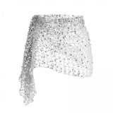 Maxbell 2xBelly Dance Hip Scarf for Women Waist Scarves Hipscarf Festival Clothing silver