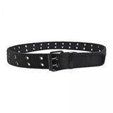 Maxbell 3xDouble Grommets Belt Aesthetic Casual Pin Buckle Belt Punk Belts Canvas Belt 110cm Black