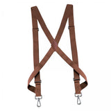 Maxbell 3xMens Womens Suspender X Shaped Elastic Straps Hook Suspenders Adjustable Brown