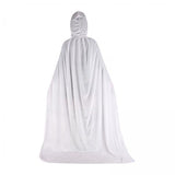 Maxbell 2xHalloween Cosplay Long Hooded Cloak Cape Sturdy Accessory for Dress up Party 170cm White
