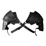 Maxbell 2xFaux Leather Medieval Shoulder Pauldron Knight for Costume Accessory Party Black