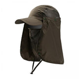 Maxbell 3xOutdoor Hiking Hat with Removable Face Neck Flap Cover Breathable for Garden Green