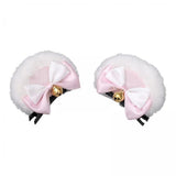 Maxbell 5x2Pcs Bear Ear Hair Clip Plush Animal Hairpins for Birthday Party Anime Theme White Pink