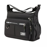 Maxbell 2xMen Shoulder Bag with Zipper Closure Girls Oxford Multilayer Pocket Tote Bag black