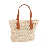 Maxbell 2xCasual Straw Woven Handbag Top Handle Wallet Summer Beach Purse beige