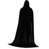 Maxbell 3xVelvet Hooded Cloak Long Robe Witch Capes Halloween Costume 170cm Black