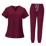 Maxbell 2xFemale Scrub Set Machine Washable Nurse Work Clothing for Beauty Salon