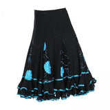 Maxbell 2xBallroom Dance Skirt Dancing Costume Stage Performance for Women Lake Blue