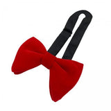 Maxbell 2xMen's Velvet Bow Tie Solid Color Formal Big Bow Tie for Party Groom Business Red