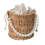 Maxbell 3xRattan Handbag for Women Bucket Bag Top Handle Purse for Summer Beach Round