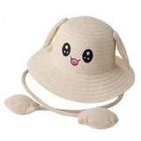 Maxbell 4xRabbit Ear Sunshade Straw Hat Trendy Fisherman Caps for Street Trips Outdoor Beige