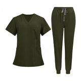 Maxbell 2xUniform Scrub Set Nurse Top Pants Nursing Scrubs Uniform Clothes Work Suits L Green