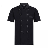 Maxbell 2xUnisex Chef Coat Jacket Catering Kitchen Short Sleeve Chef Wear L Black