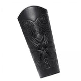 Maxbell 3xMedieval Bracers Adult PU Leather Gauntlet Wristband for Cosplay Accessories Black 1pcs