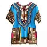 Maxbell 2xUnisex African Dashiki Shirt V Neck Short Sleeve Comfortable Summer Wear One Size  Light Blue