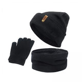 Maxbell 3xWomen Winter Beanie Hat Scarf Hat Knitted Gloves Fleece Lining Black