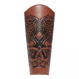 Maxbell 3xMedieval Bracers Adult PU Leather Gauntlet Wristband for Cosplay Accessories Brown 1pcs