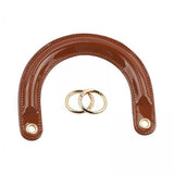 Maxbell 3xPU Leather Handles D Shaped Handle Replacement for Wallet Shoulder Bags Tote Brown Golden Buckle