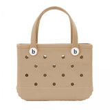 Maxbell 2xHole Bag Waterproof Washable Fashion Open Tote Bag for Shopping Travel Beach Khaki