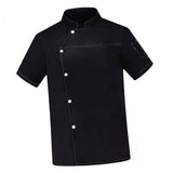 Maxbell 2xUnisex Chef Coat Short Sleeve Top Uniform Chef Clothes Chef Jacket for Cafe Black 2XL