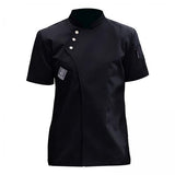Maxbell 2xChef Jacket Short Sleeve Cooking Clothes Simple Chef Coat for Restaurant Black L