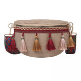 Maxbell 3xBohemian Fanny Pack with Tassels Ethnic Shoulder Bag for Work Birthday Beach Red