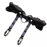 Maxbell 2xPunk Leg Rings Garters Leather Rivets Thigh Party Harness Garter Belts Black