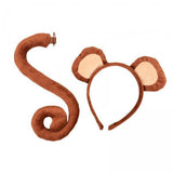 Maxbell 2xMonkey Ears and Tail Set Cute for Masquerade Animals Themed Parties Festival