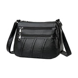 Maxbell 2xLadies Cross Body Bag PU Leather Messenger Bag Shoulder Handbag Long Strap Black