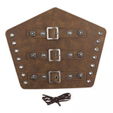 Maxbell 2xPU Leather Arm Guards Knight Armband for Halloween Carnival Theatrical Props Brown Lace