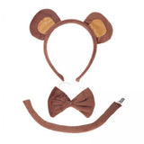 Maxbell 4xMonkey Ears Headband Tail Bowtie Set Hairband for Masquerade Halloween Party without Tutu