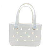 Maxbell 3xBeach Tote Bag Handbag Washable Hole Beach Handbag for Shopping Outdoor Boat White
