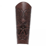 Maxbell 3xMedieval Bracers Adult PU Leather Gauntlet Wristband for Cosplay Accessories Coffee Color 1pcs